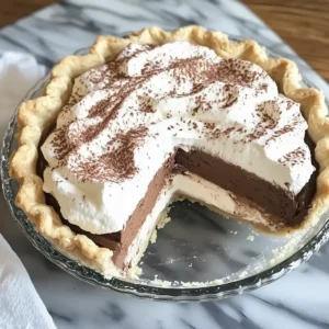 Gluten-free chocolate angel pie with whipped cream topping.