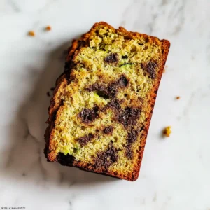 Loaf of gluten-free zucchini bread on a wooden cutting board.