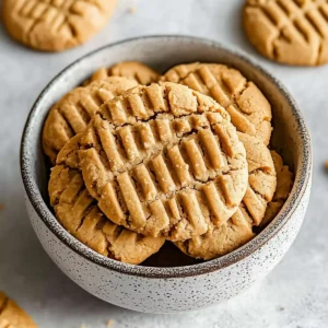 Speckled bowl of golden-brown cookies with crisscross tops on marble