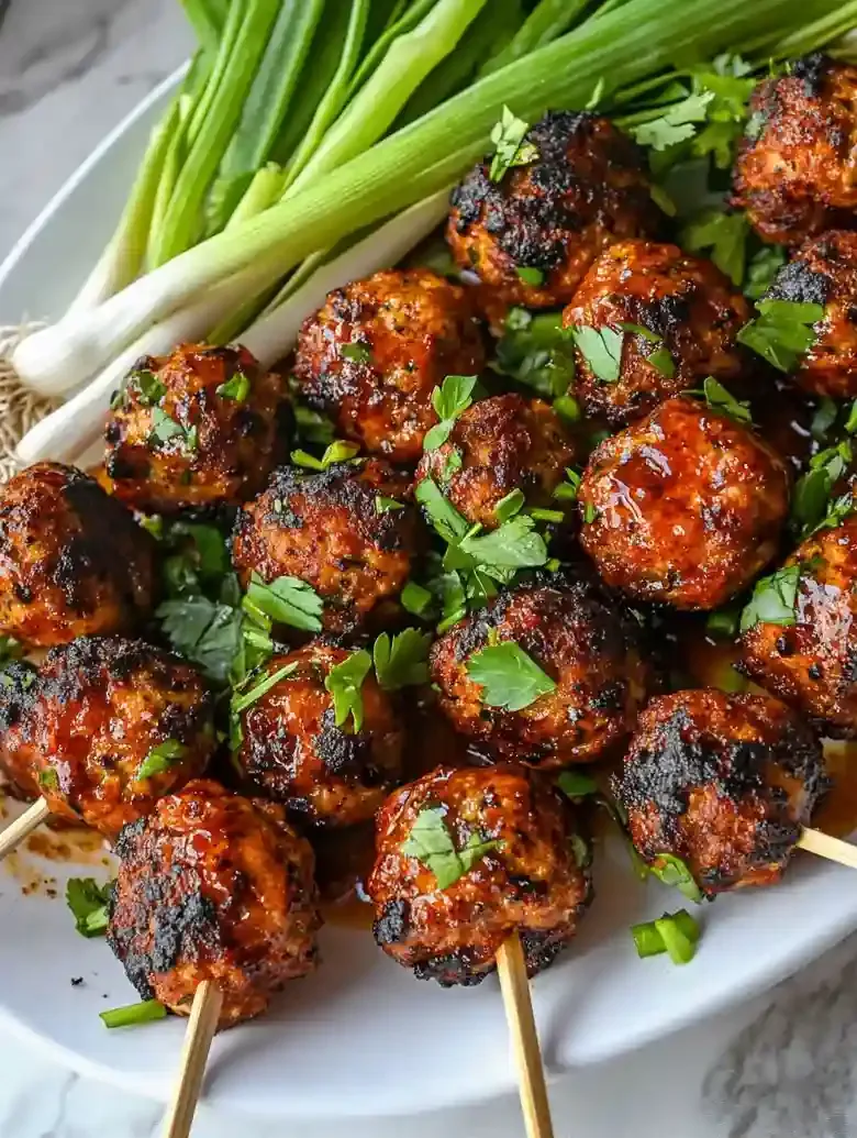 Chorizo Meatballs with Hot Honey Sauce