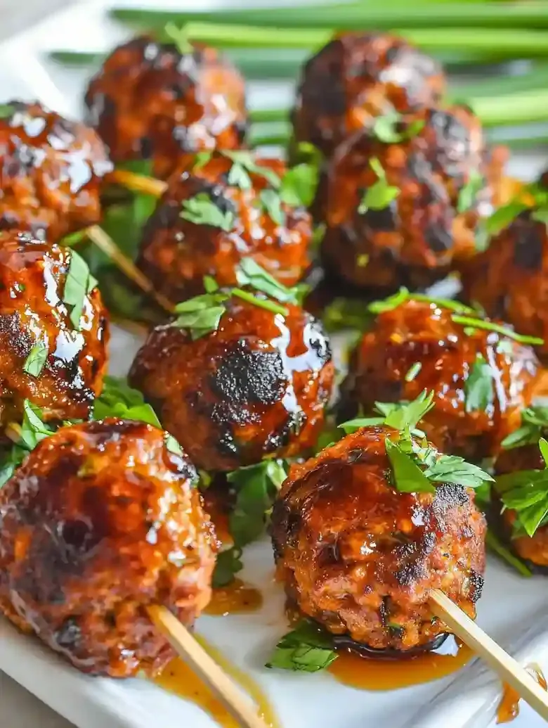 Chorizo Meatballs with Hot Honey Sauce