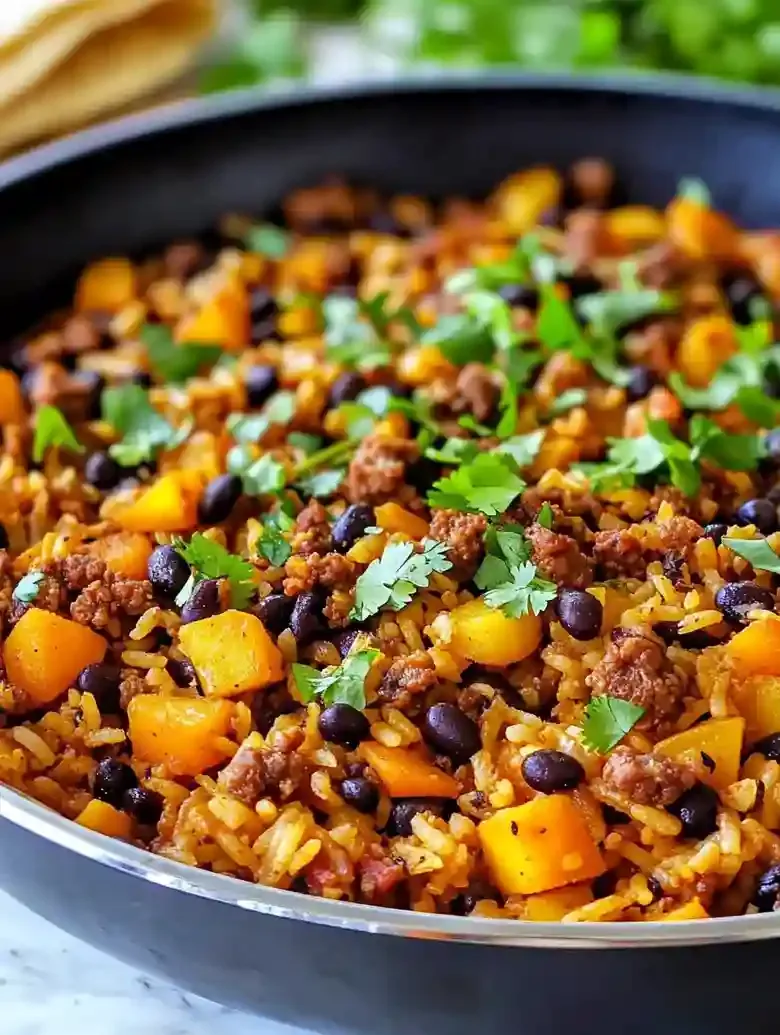 Chorizo Sweet Potato Black Bean Skillet