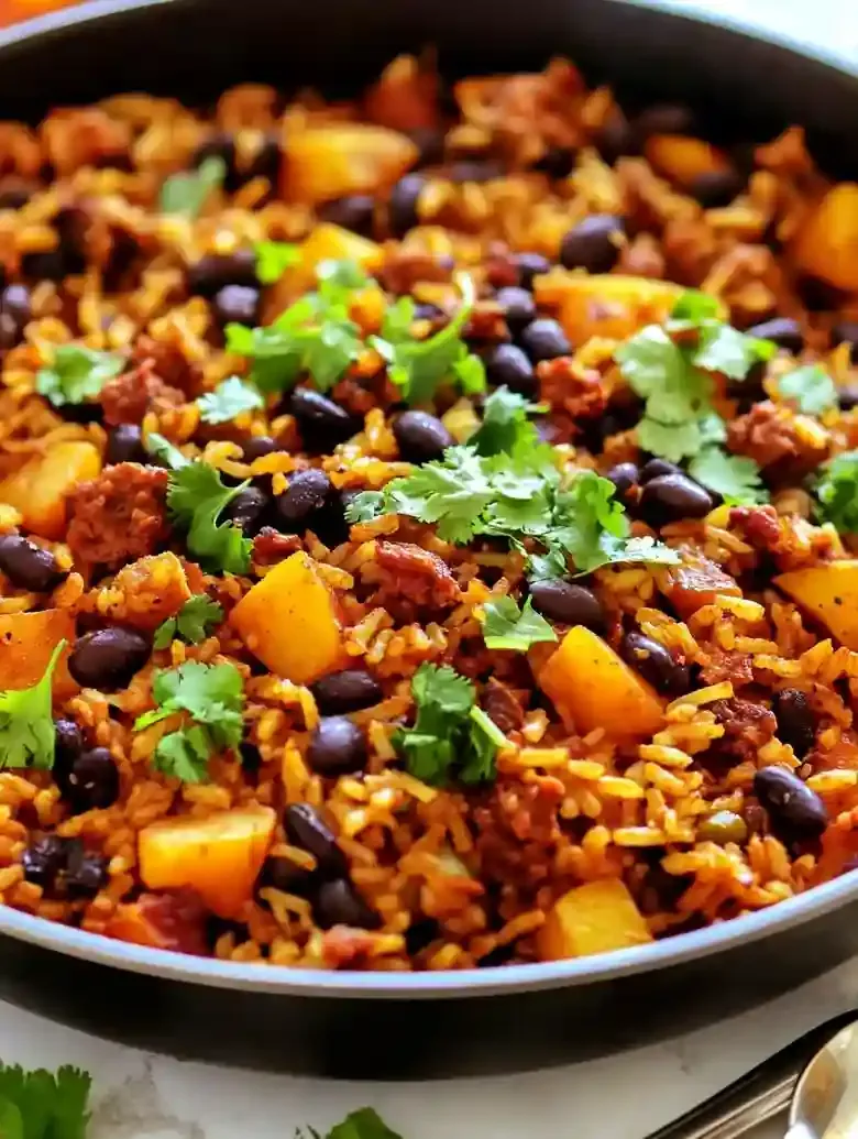 Chorizo Sweet Potato Black Bean Skillet