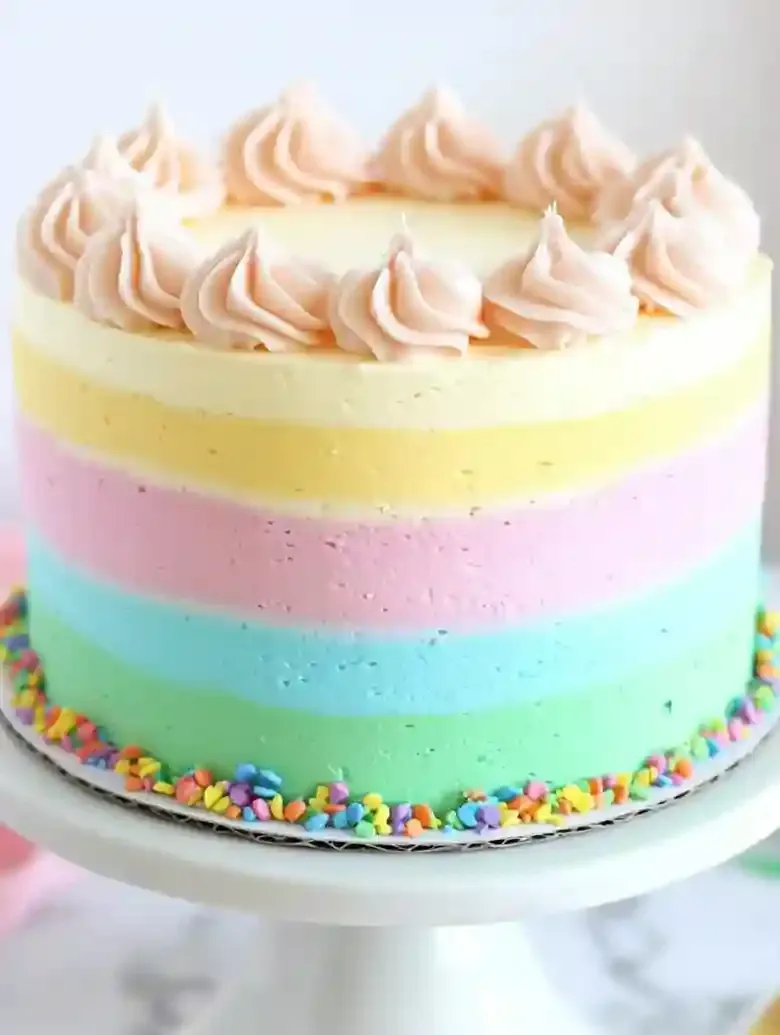 Green Velvet Cake with Rainbow Frosting