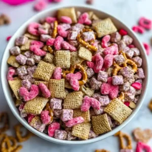 Pink Valentine Puppy Chow Chex Mix