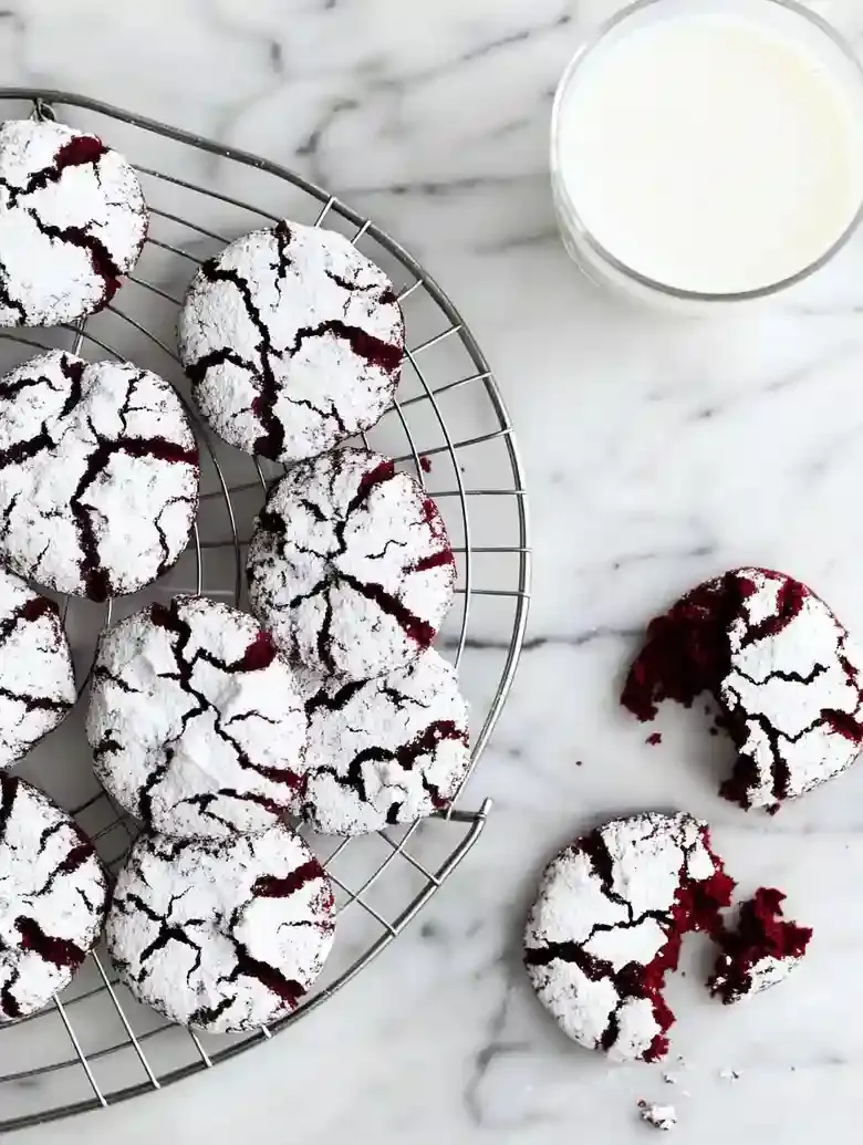 Red Velvet Crinkle Cookies
