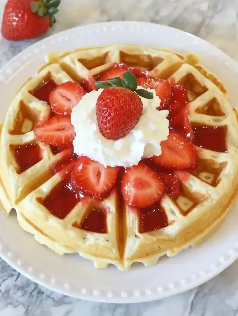 Strawberry Waffles with Homemade Sauce