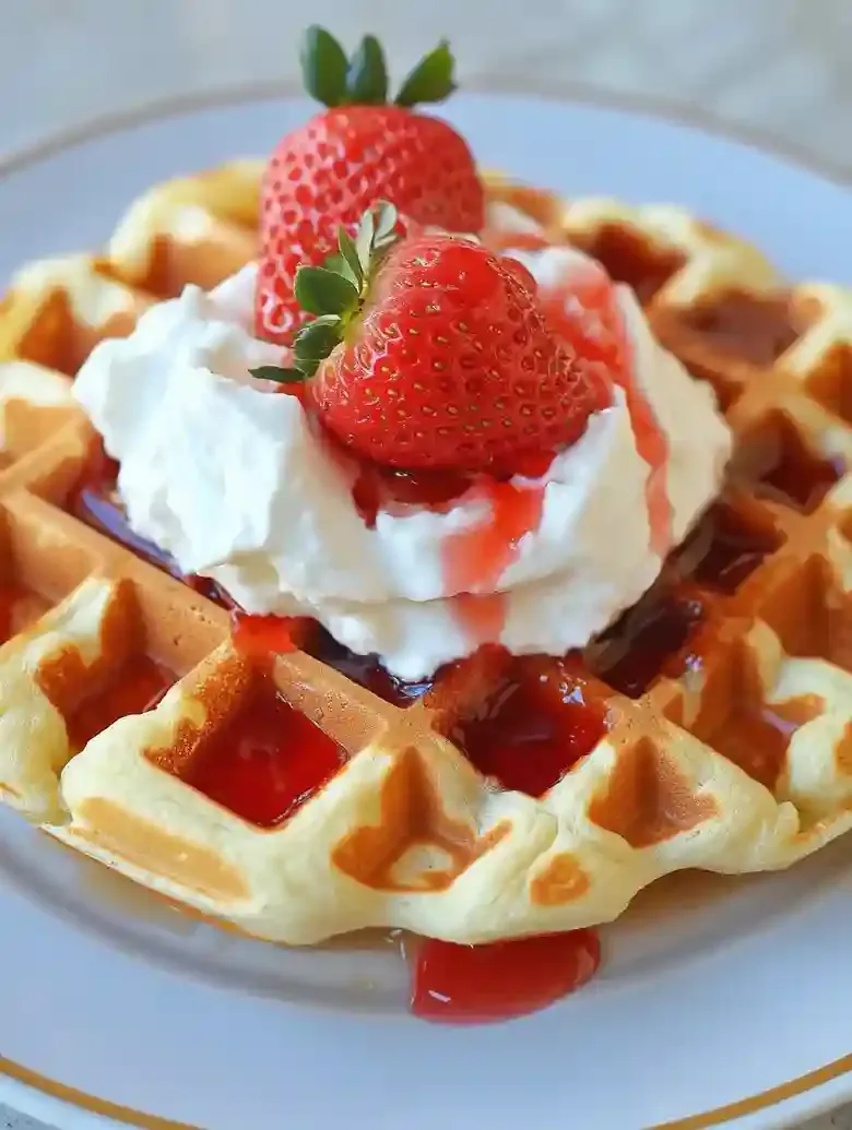 Strawberry Waffles with Homemade Sauce