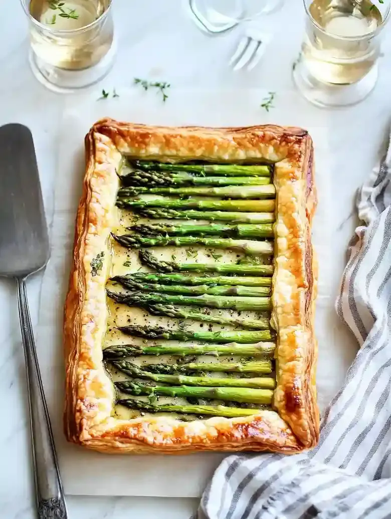 Asparagus Tart with Puff Pastry and Gruyere