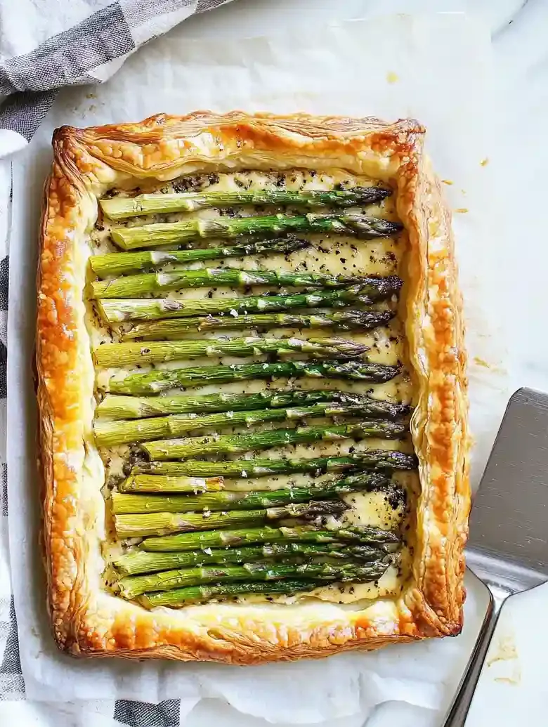 Asparagus Tart with Puff Pastry and Gruyere