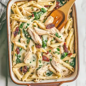 Baked Tuscan Chicken Pasta with Cheese