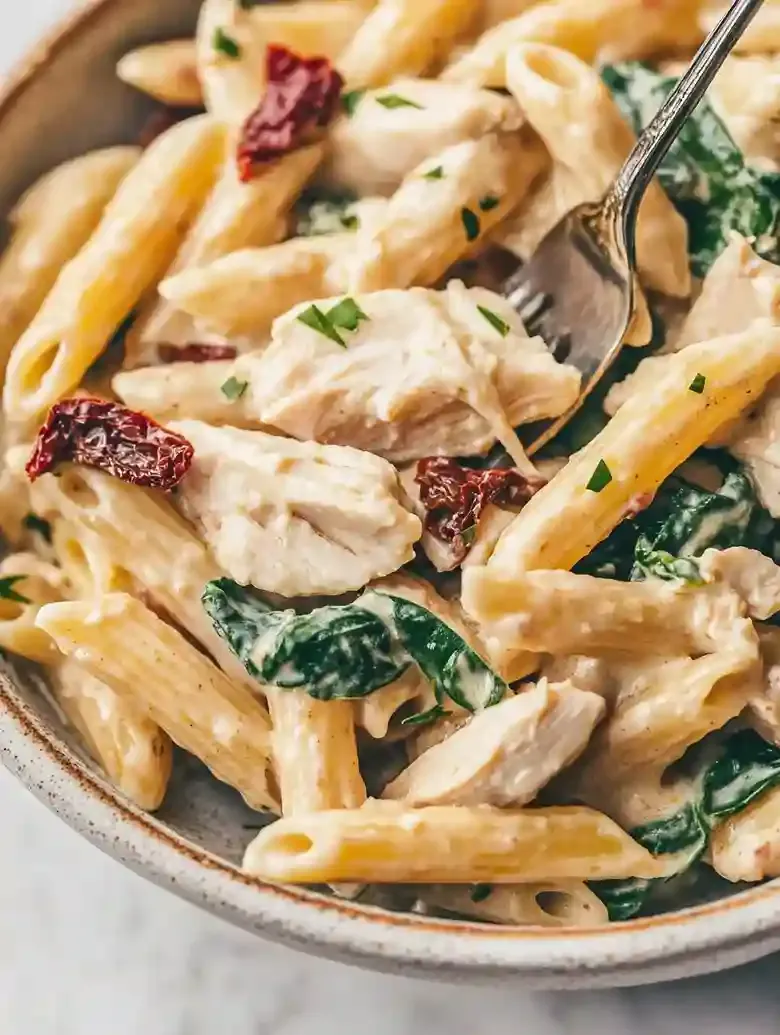 Baked Tuscan Chicken Pasta with Cheese