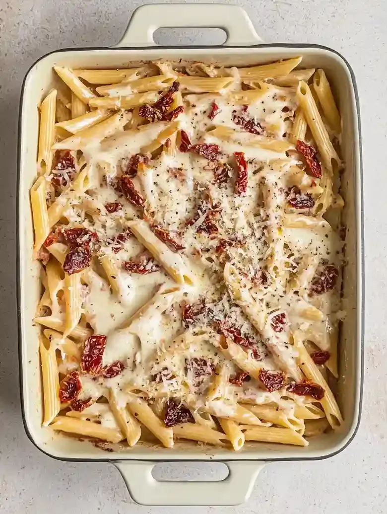 Baked Tuscan Chicken Pasta with Cheese