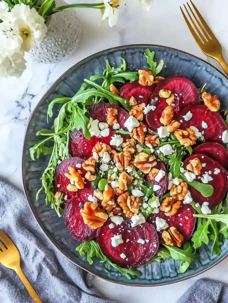 Beet Carpaccio with Feta and Arugula
