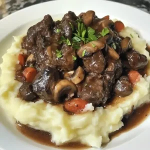 Braised Beef with Red Wine and Mushrooms