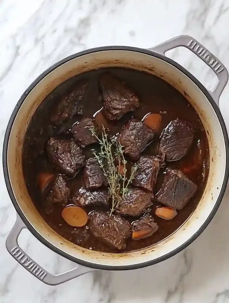 Braised Beef with Red Wine and Mushrooms