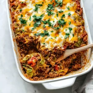 Cabbage Roll Casserole with Beef and Rice