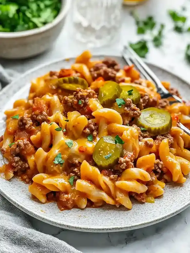 Cheeseburger Casserole with Ground Beef and Cheese