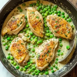 Chicken and Green Peas in Cream Sauce