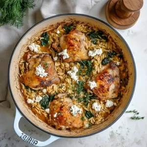 Chicken Orzo Bake with Spinach and Feta
