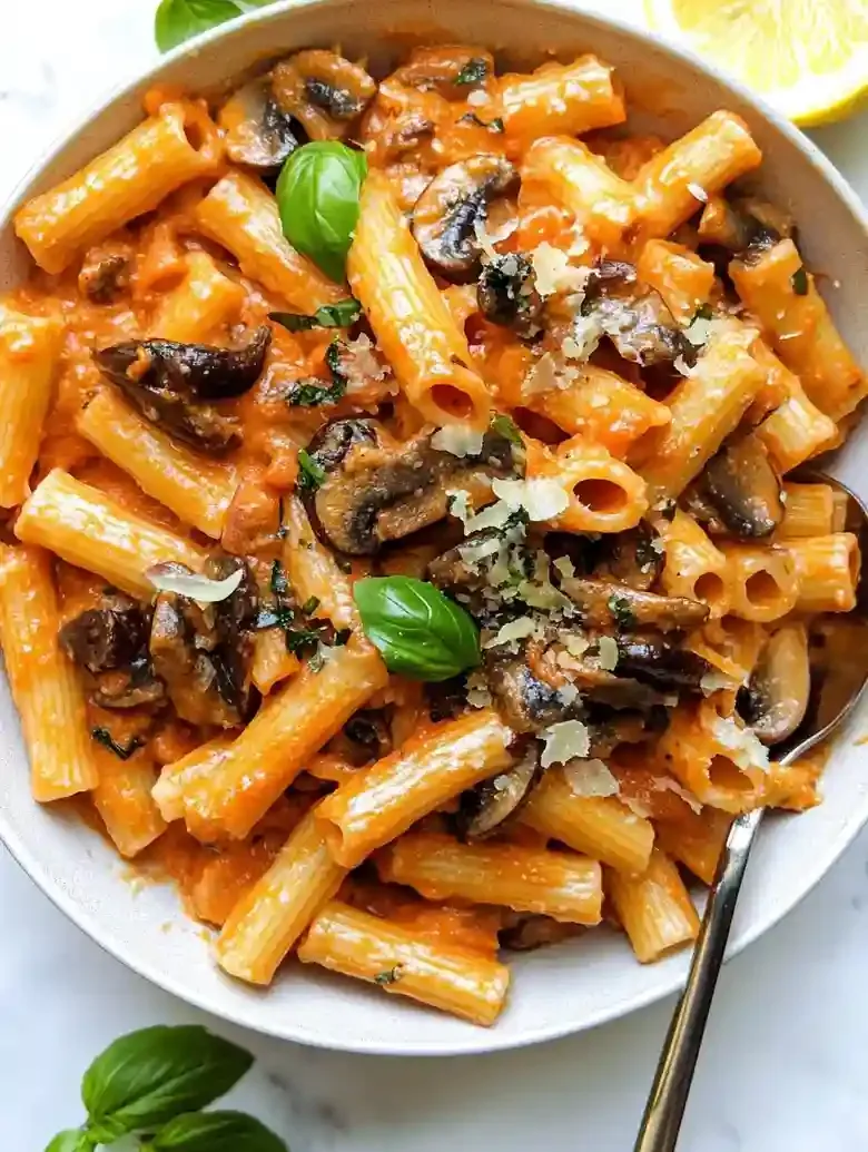 Creamy Mushroom Pasta with Lemon Tomato Sauce