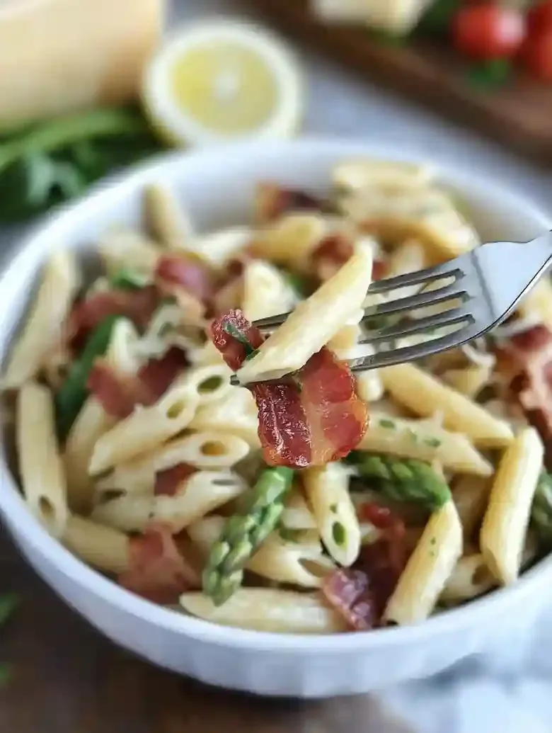 Creamy Pasta with Asparagus and Bacon