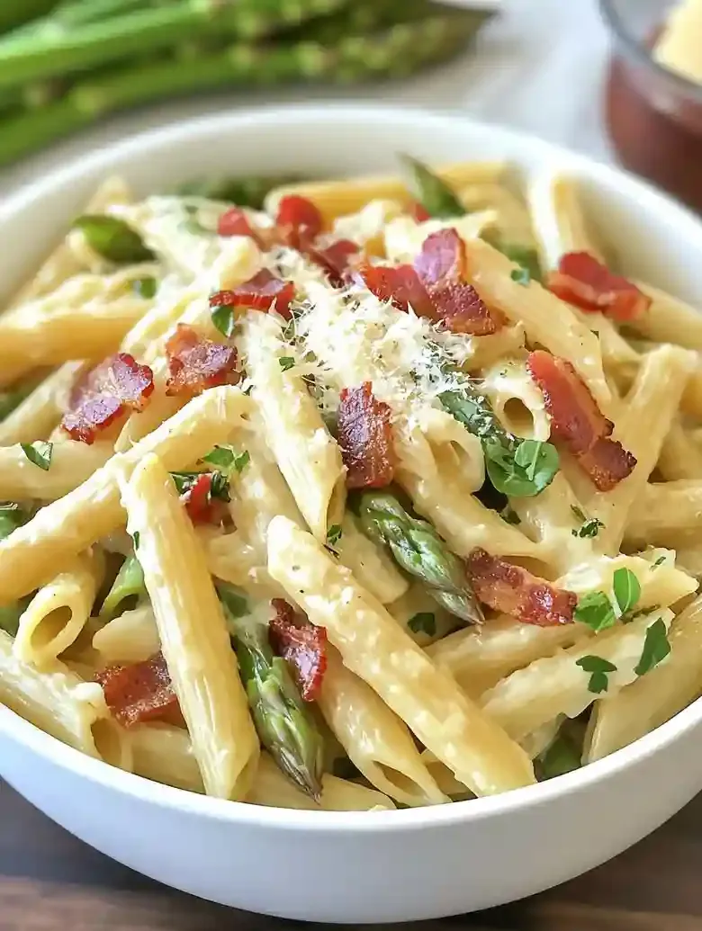 Creamy Pasta with Asparagus and Bacon