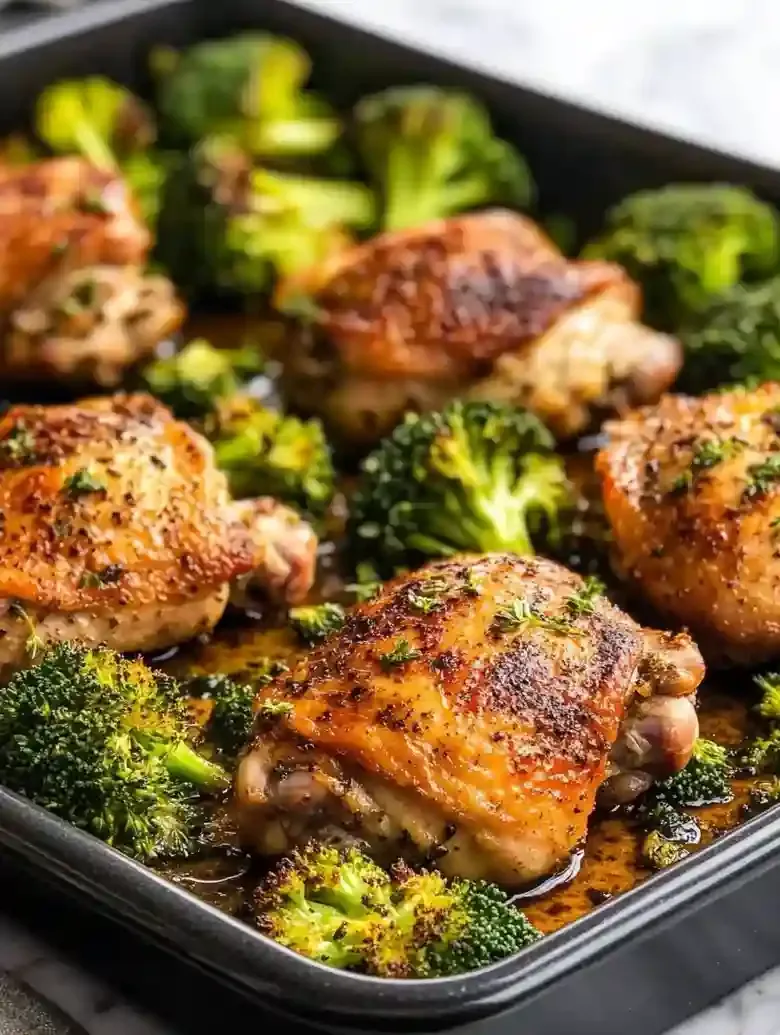 Crispy Balsamic Chicken Thighs with Broccoli