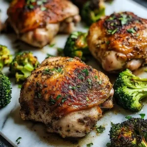 Crispy Balsamic Chicken Thighs with Broccoli