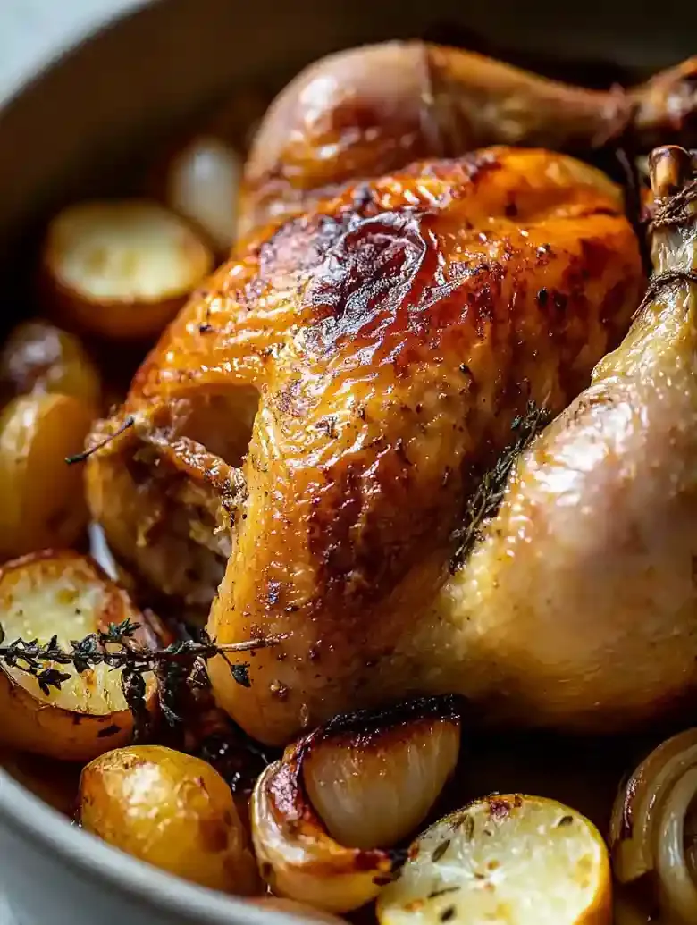 Crispy Herb Garlic Roast Chicken