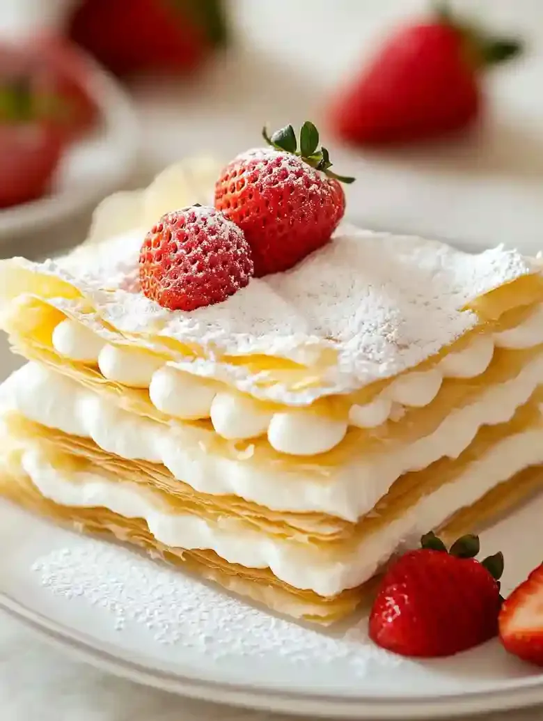 Crispy Phyllo Napoleon with Strawberries