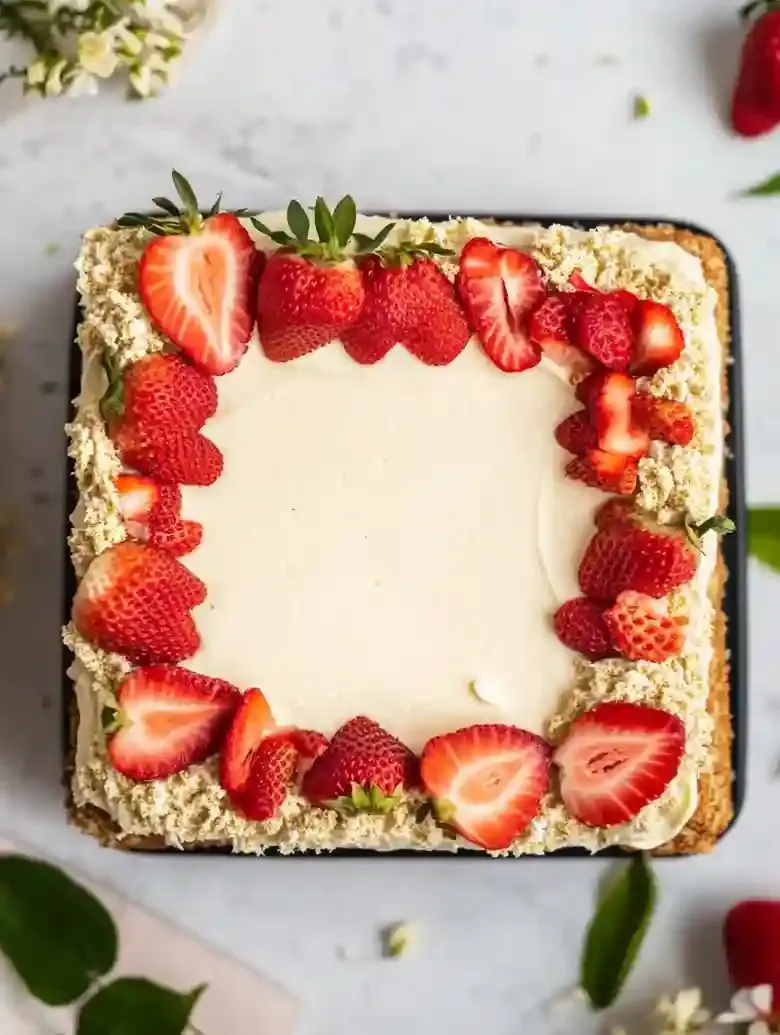 Elderflower Strawberry Cake With Creamy Frosting