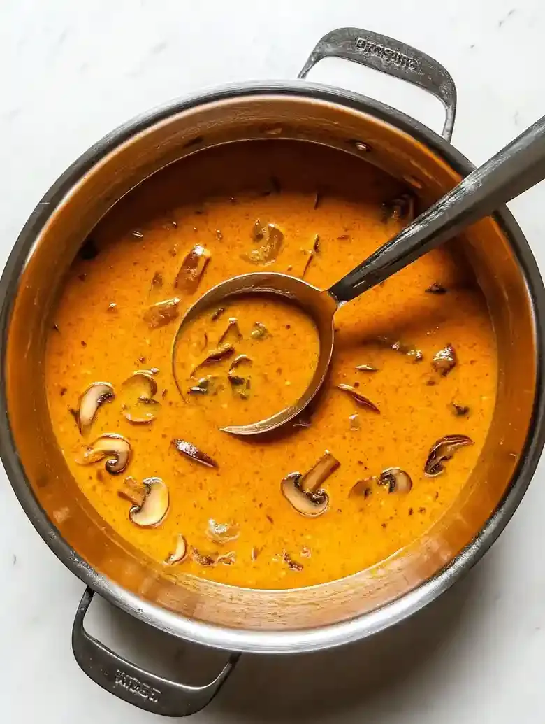 Filling Green Lentil Stew with Mushrooms