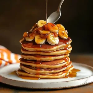 Fluffy Banana Foster Pancakes