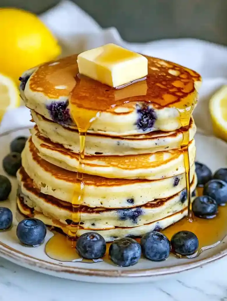 Fluffy Lemon Blueberry Pancakes