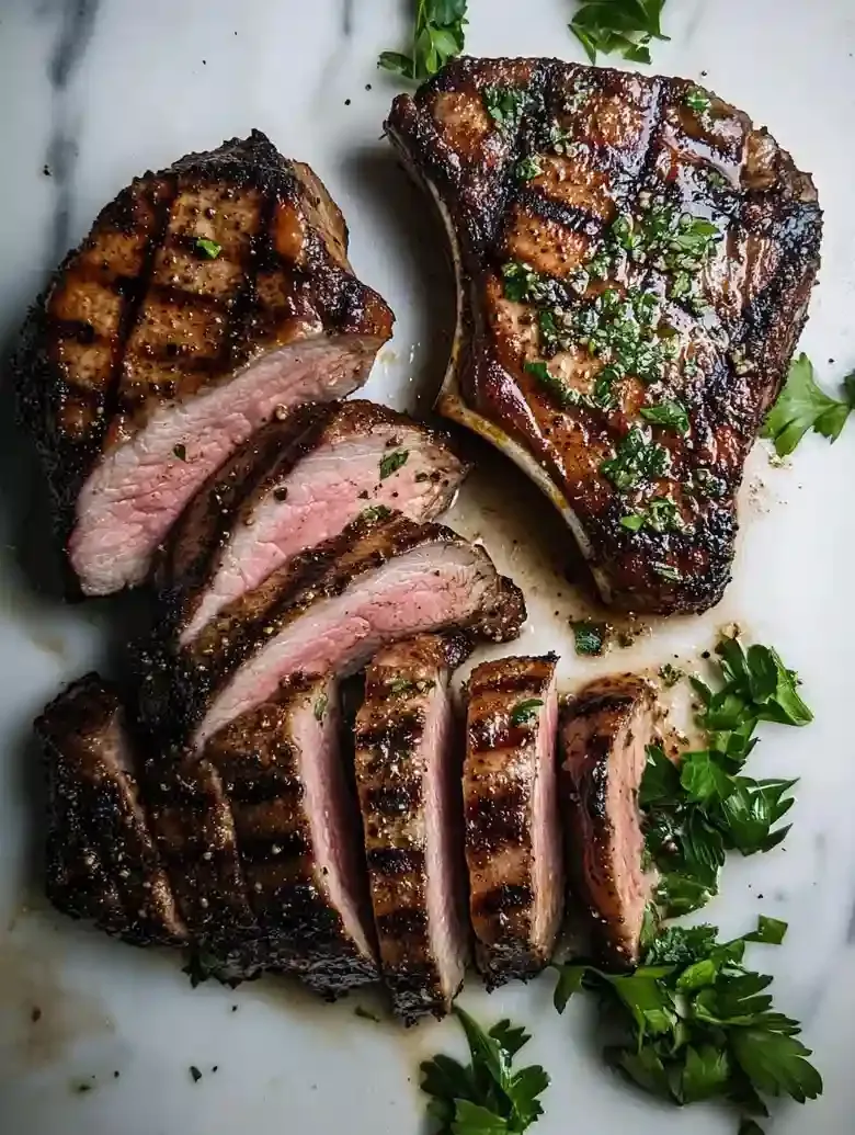 Grilled Pork Chops with Herb Compound Butter