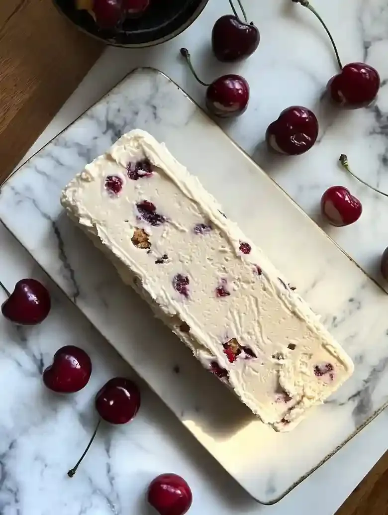 Italian Semifreddo with Biscotti and Cherries