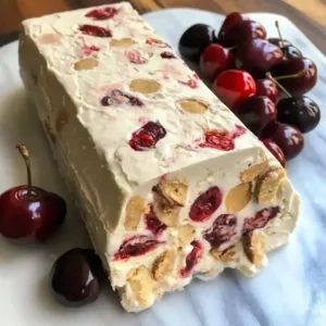 Italian Semifreddo with Biscotti and Cherries