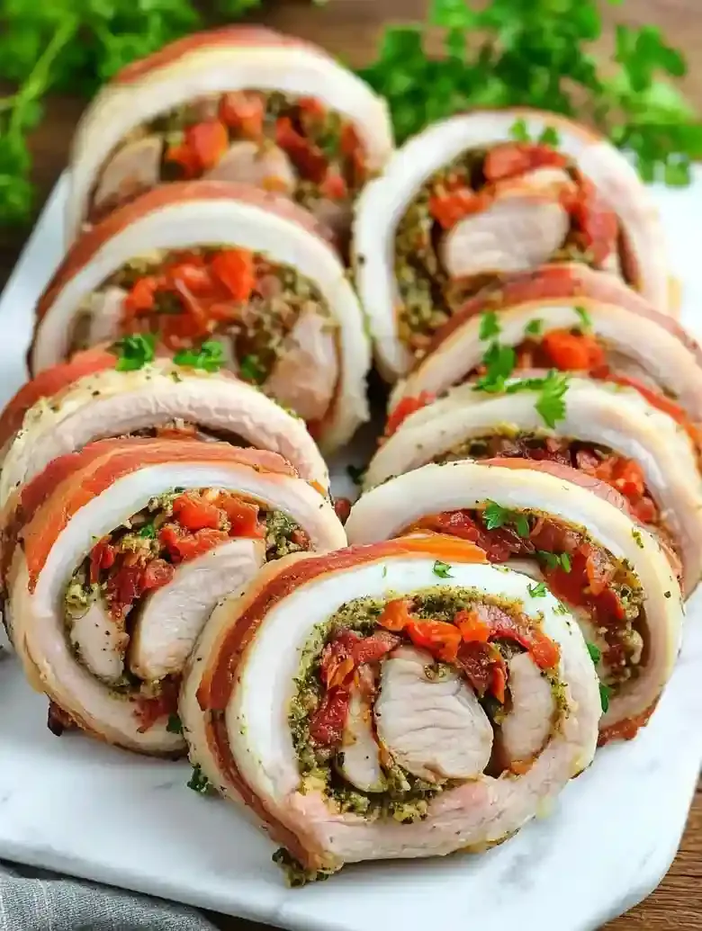 Italian Stuffed Pork Tenderloin with Onions