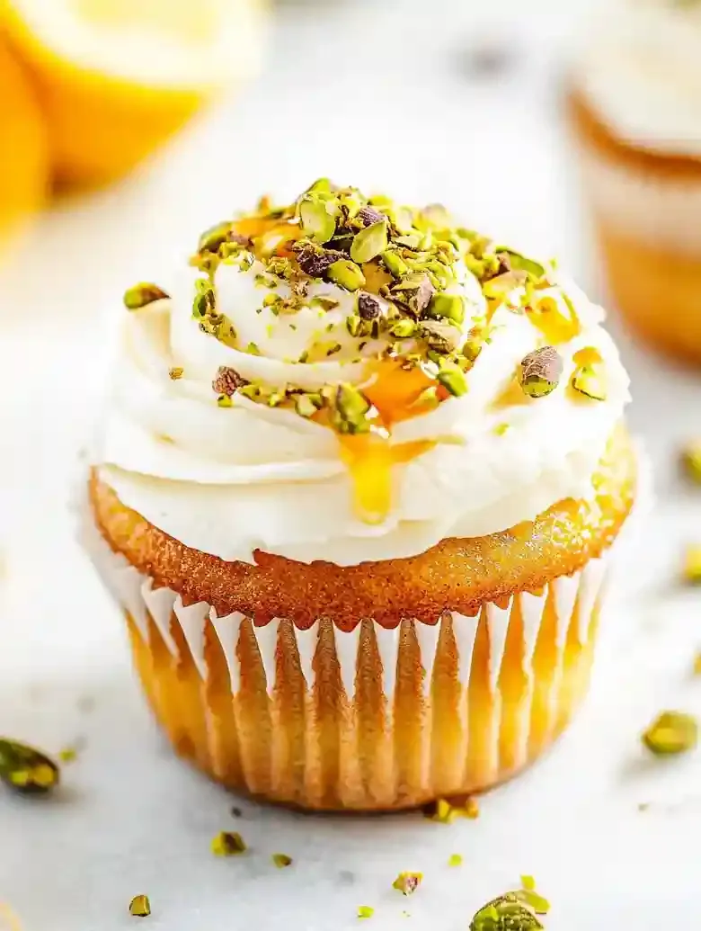 Lemon Cupcakes with Pistachio Buttercream