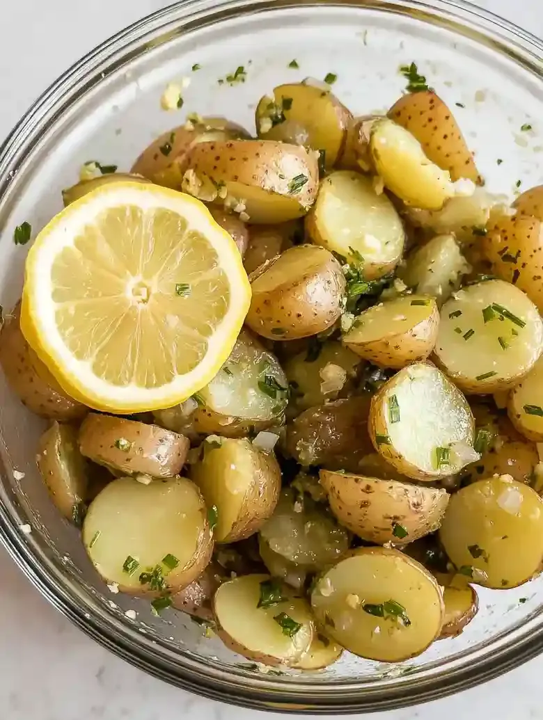 Lemony chive parmesan potato salad