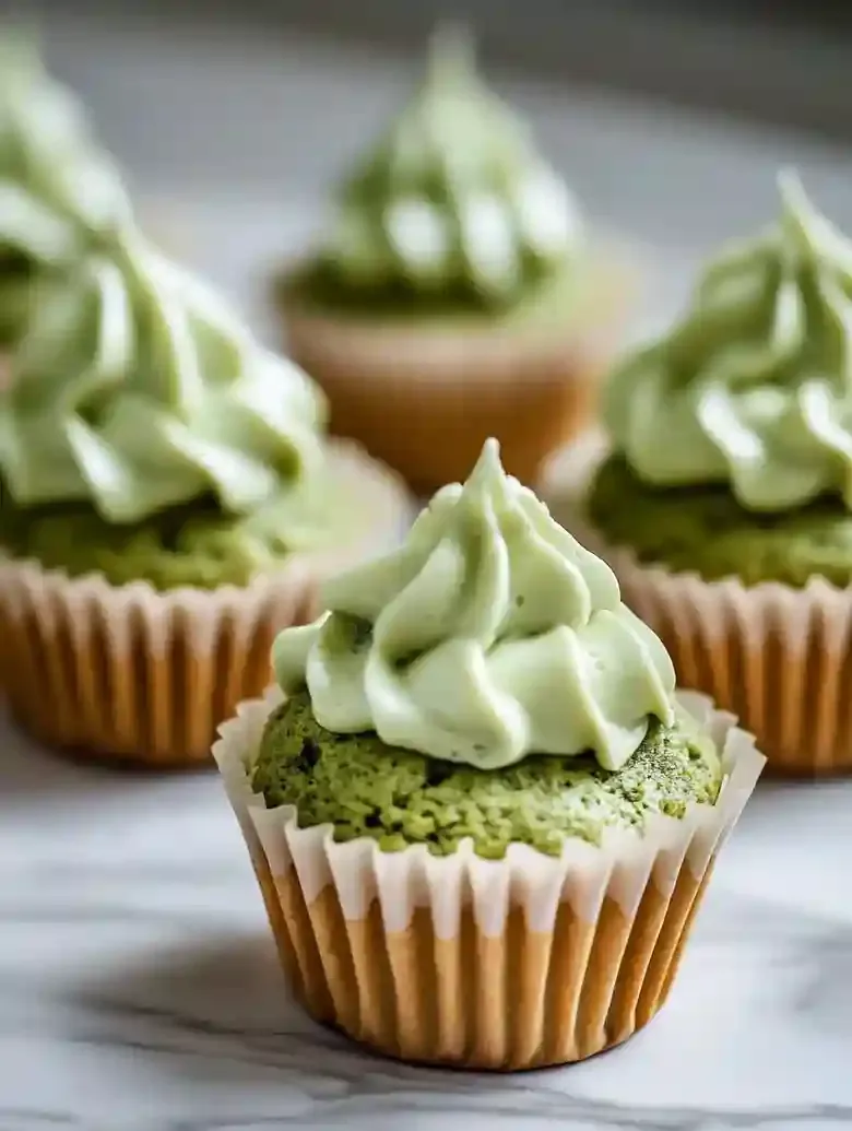 Matcha Cupcakes with Whipped Cream