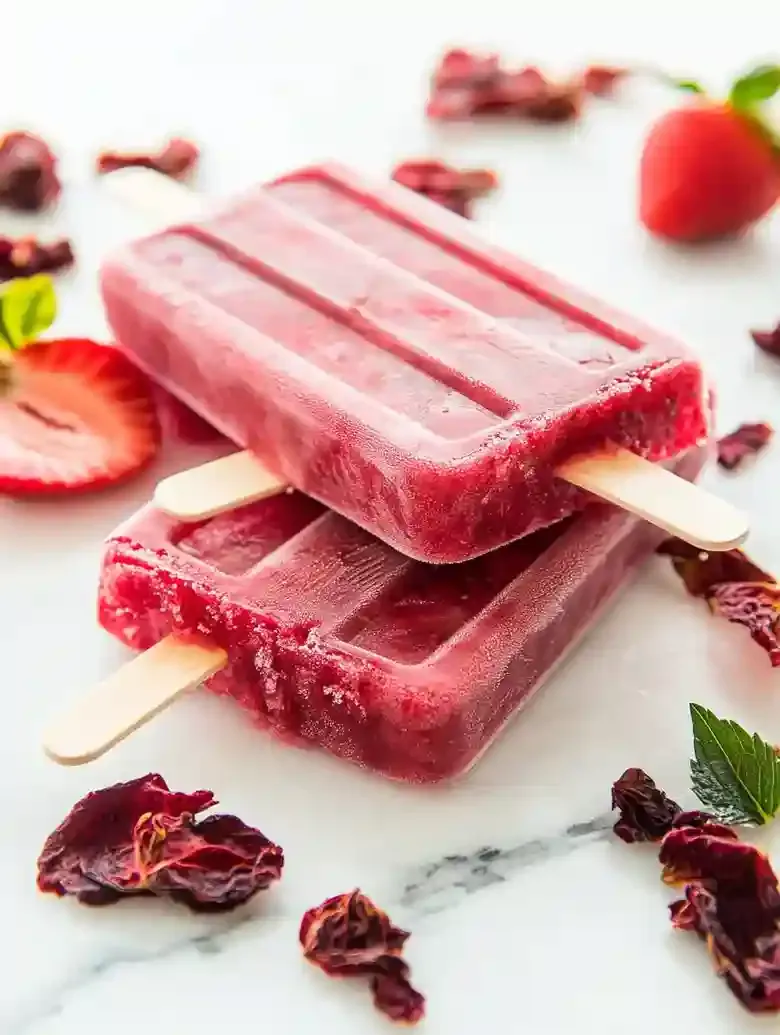 Mexican Hibiscus Strawberry Ice Pops