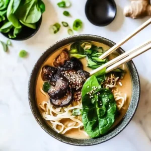 Mushroom Ramen Noodles with Spinach