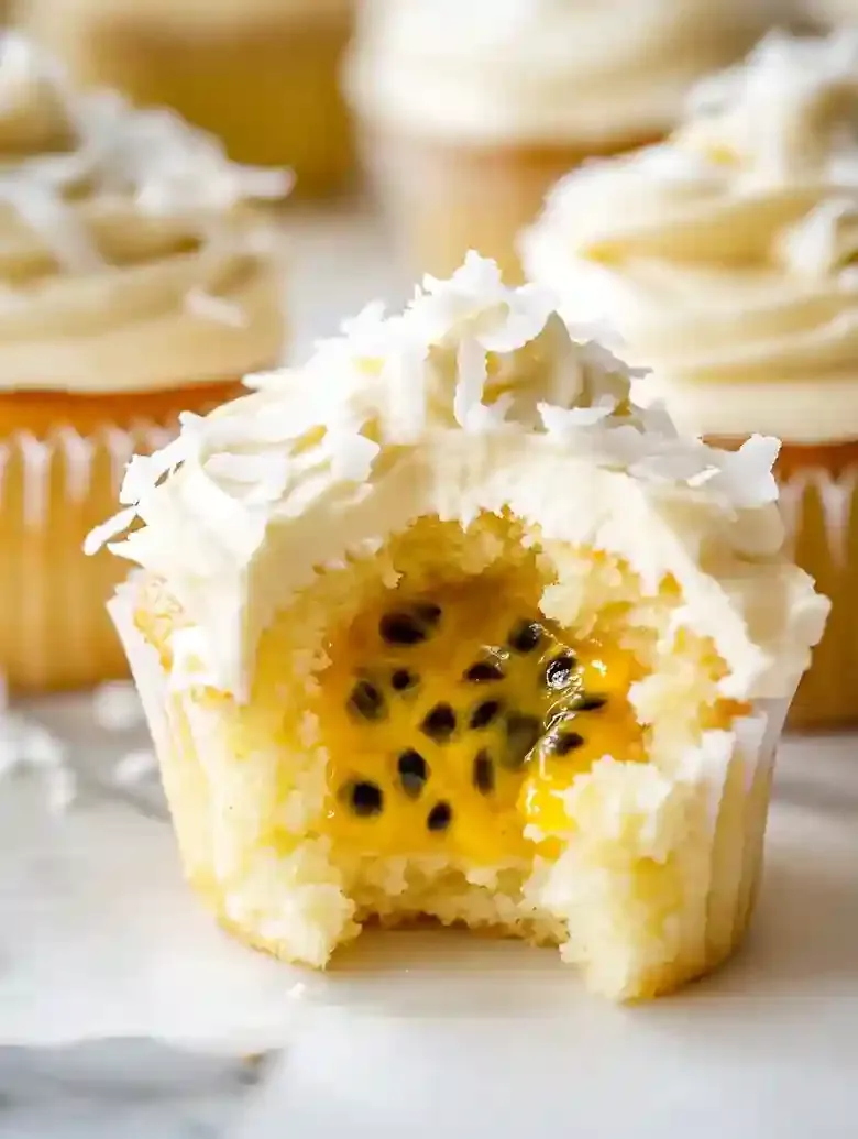 Passionfruit Cupcakes with Coconut Buttercream