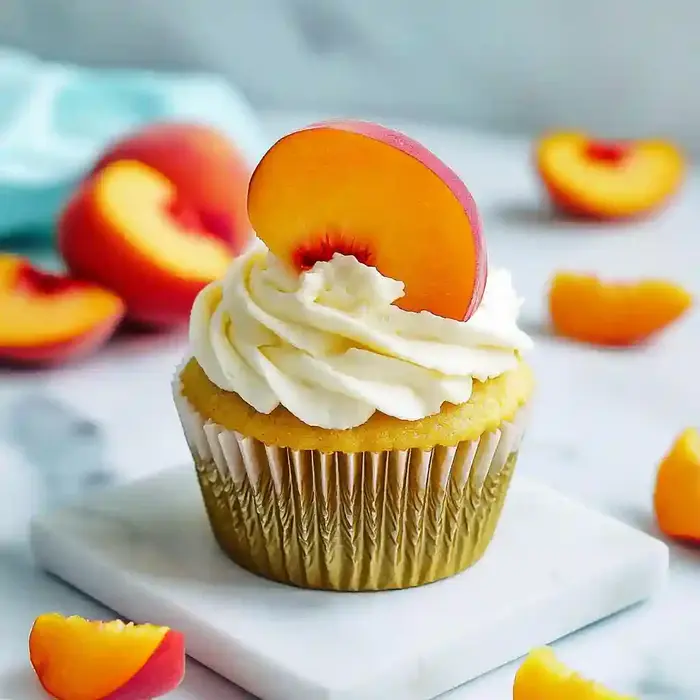 Peach Cupcakes With Buttercream Frosting