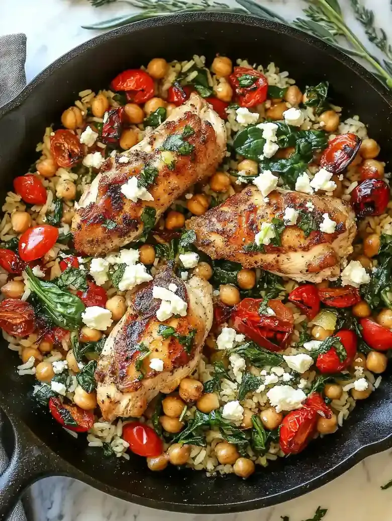 Quick Greek Chicken and Lemon Rice