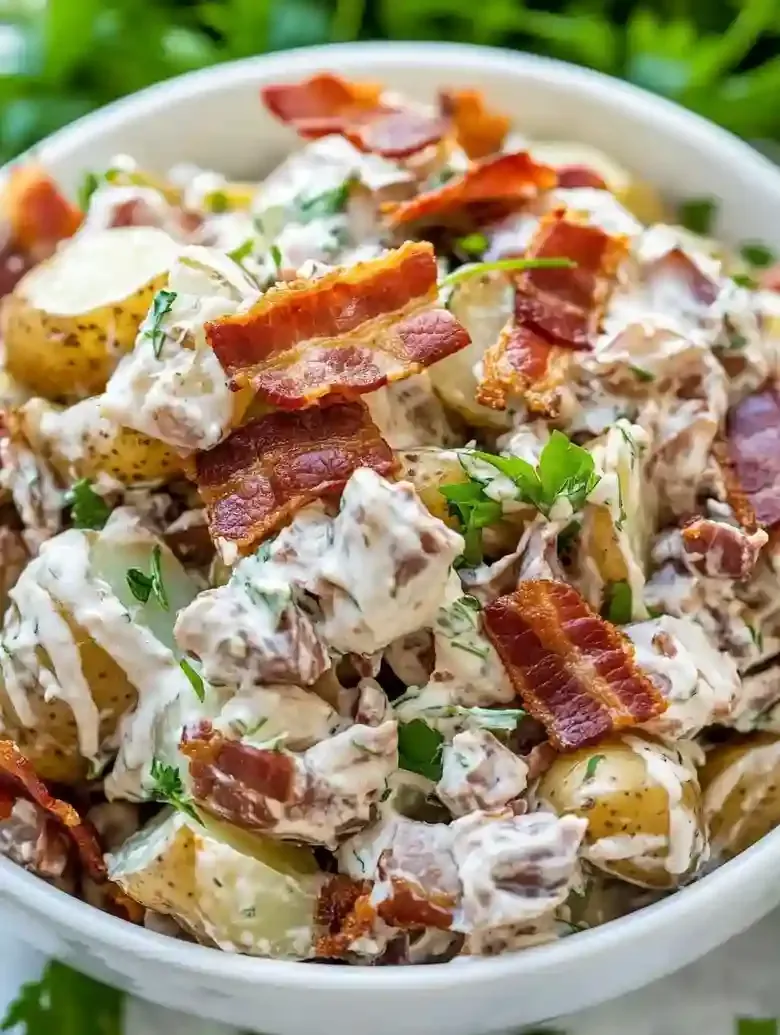 Red Potato Salad with Bacon and Caramelized Onion