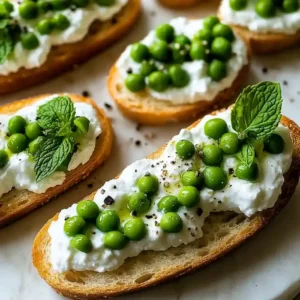 Ricotta Crostini with Peas and Mint Appetizer
