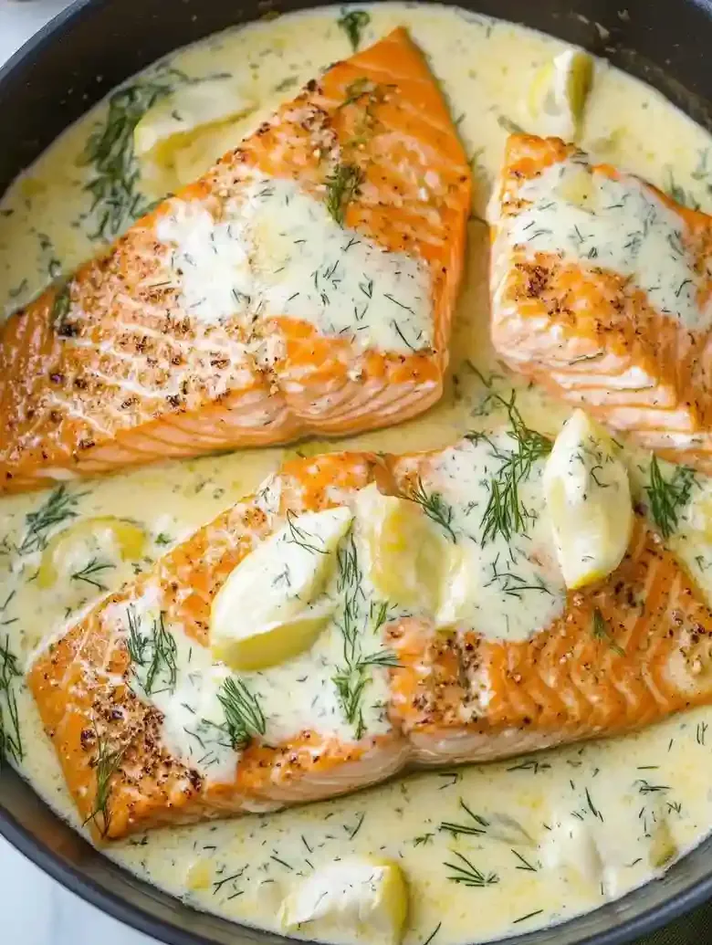 Salmon with Creamy Lemon Dill Sauce